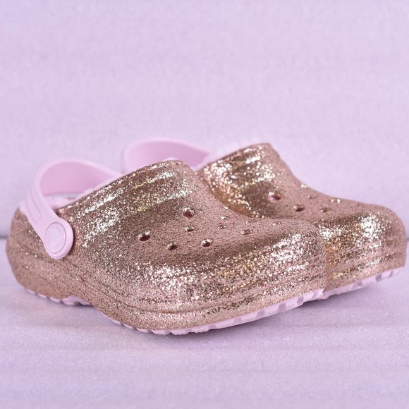 Little GIrl Crocs Classic Glitter Lined Clogs